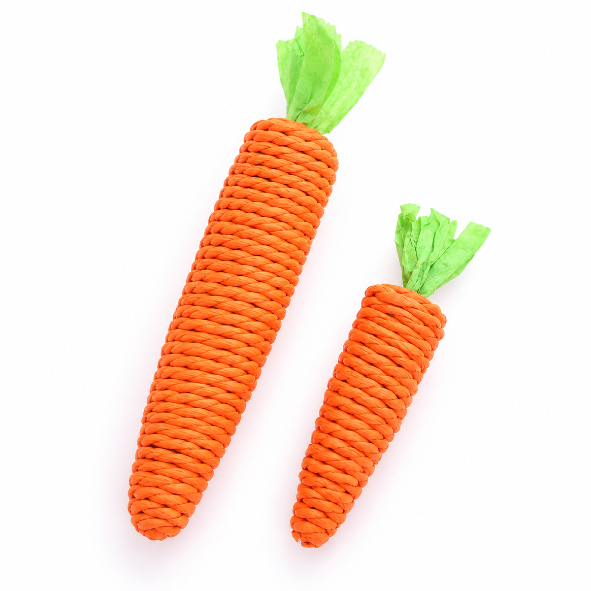 Interactive Carrot Cat Chew Toy with Bell – Woven Paper Rope Teething Toy