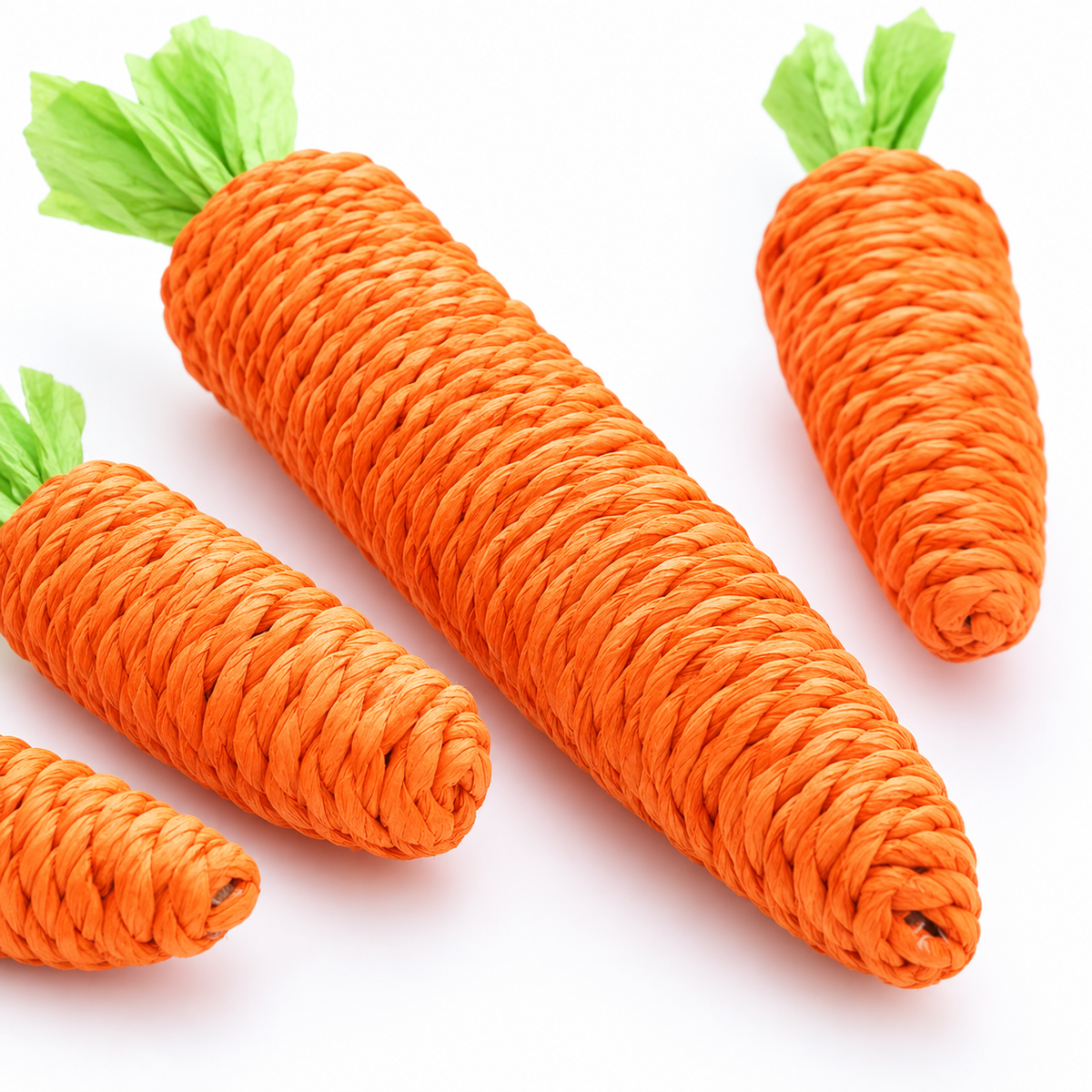 Interactive Carrot Cat Chew Toy with Bell – Woven Paper Rope Teething Toy