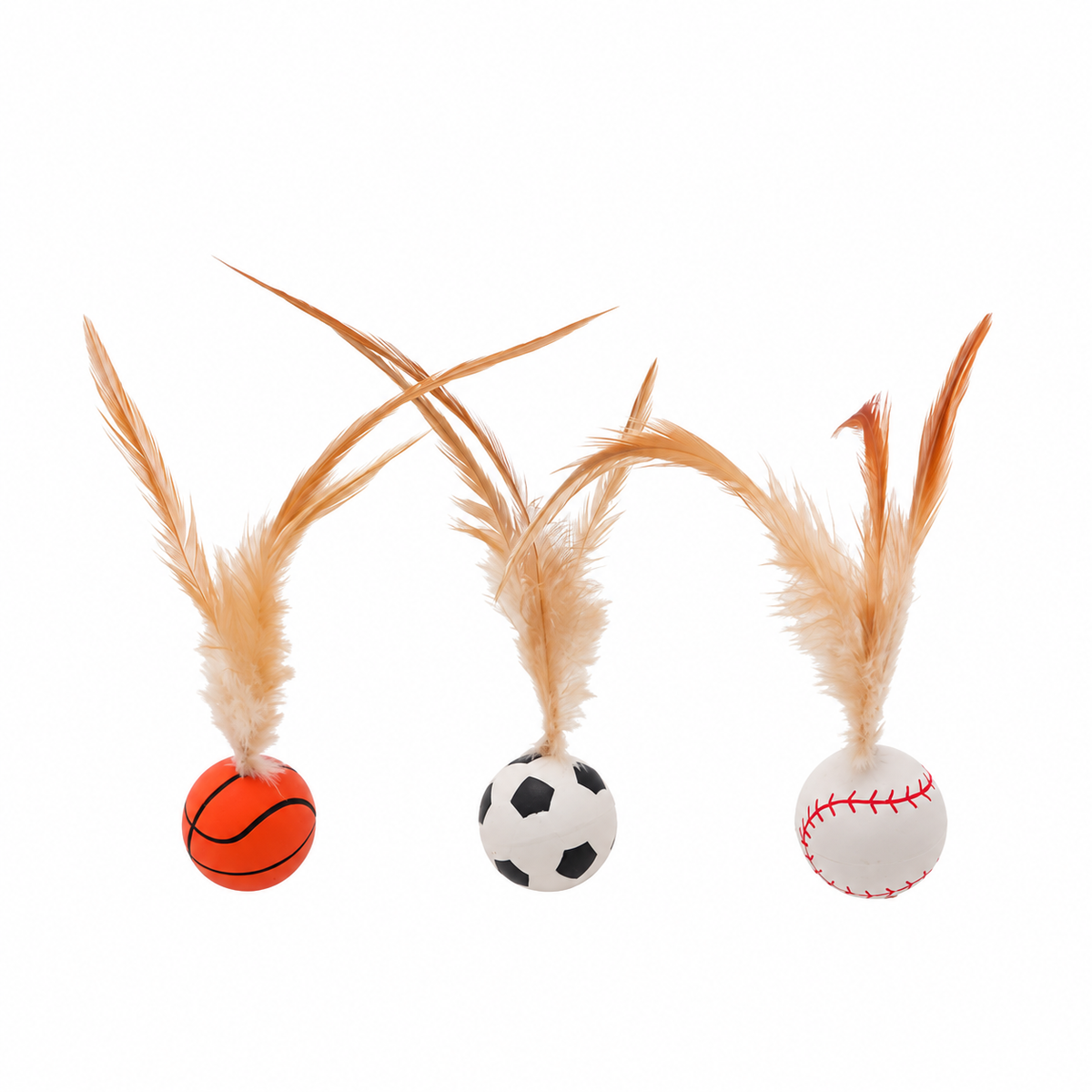 Bouncy Feather Sports Ball Cat Toy – Interactive Silicone Chase Toy for Indoor Cats