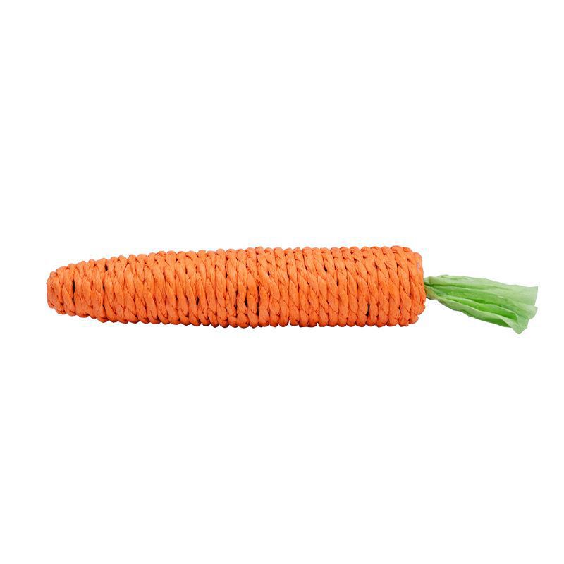 Interactive Carrot Cat Chew Toy with Bell – Woven Paper Rope Teething Toy