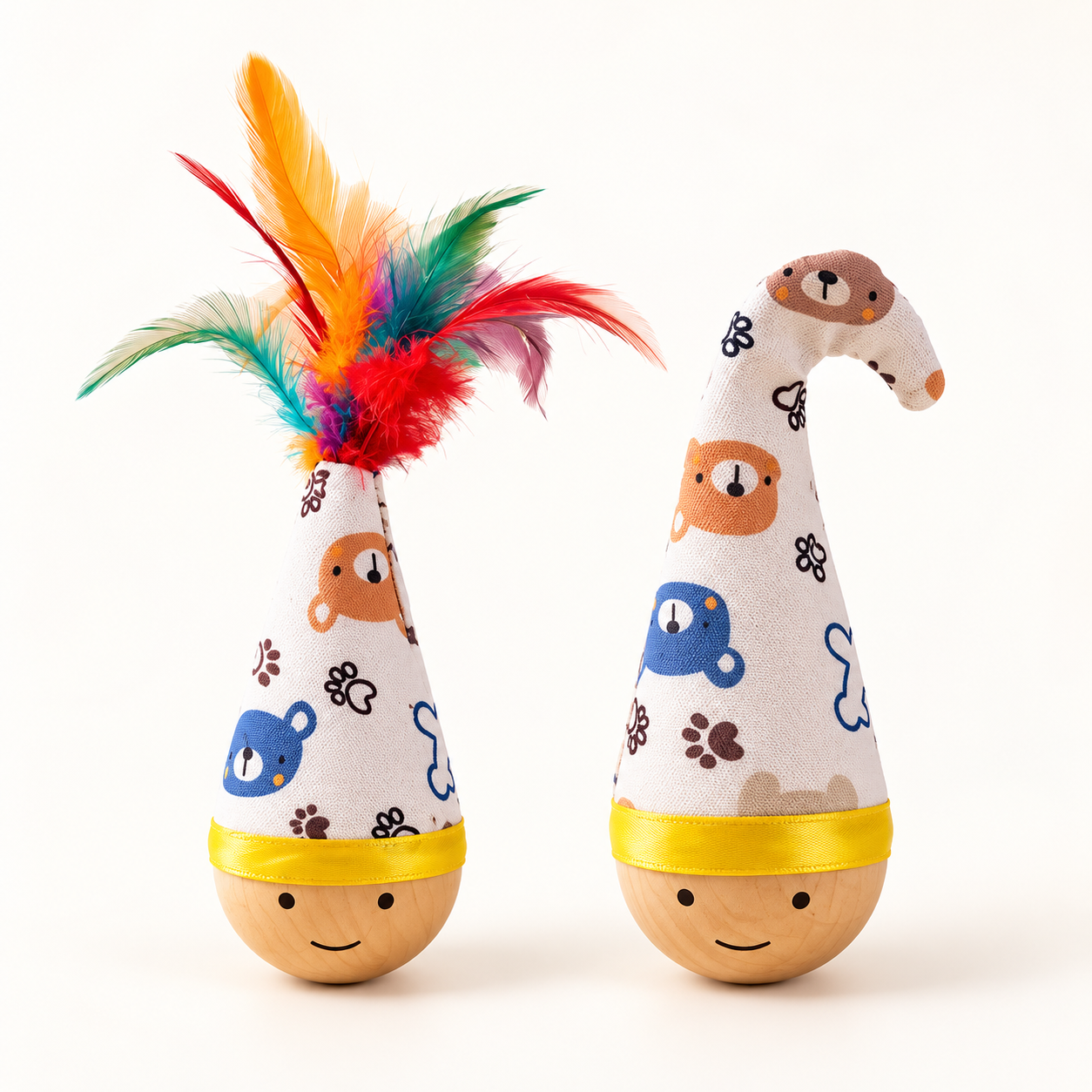 Self-Righting Interactive Cat Toy – Wobble & Feather Teaser Toy for Indoor Cats